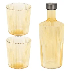 Ribbed Elegance gaveeske Cable 3 deler gul