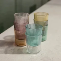 Ribbed Elegance glass Pink 25 cl rosa