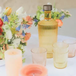 Ribbed Elegance glass Pink 25 cl rosa