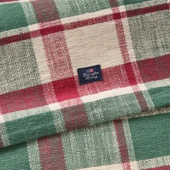 Rib løper bomull 50x150 cm rutete grønn/rød/beige