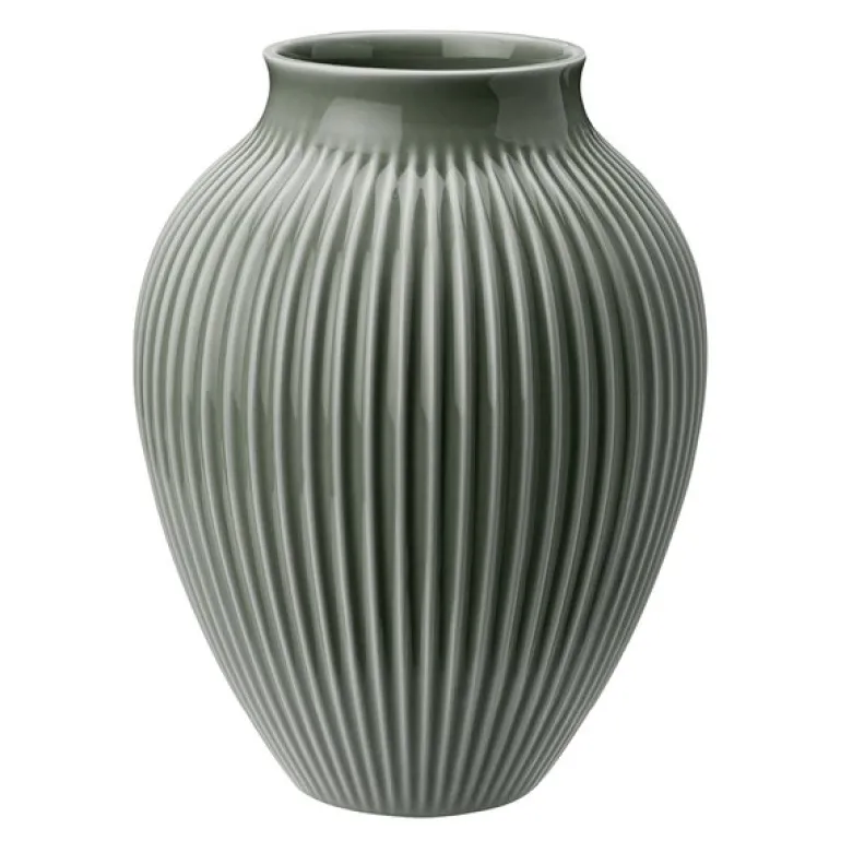 Ripple vase 20 cm matt celadon green