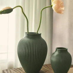 Ripple vase 20 cm matt celadon green