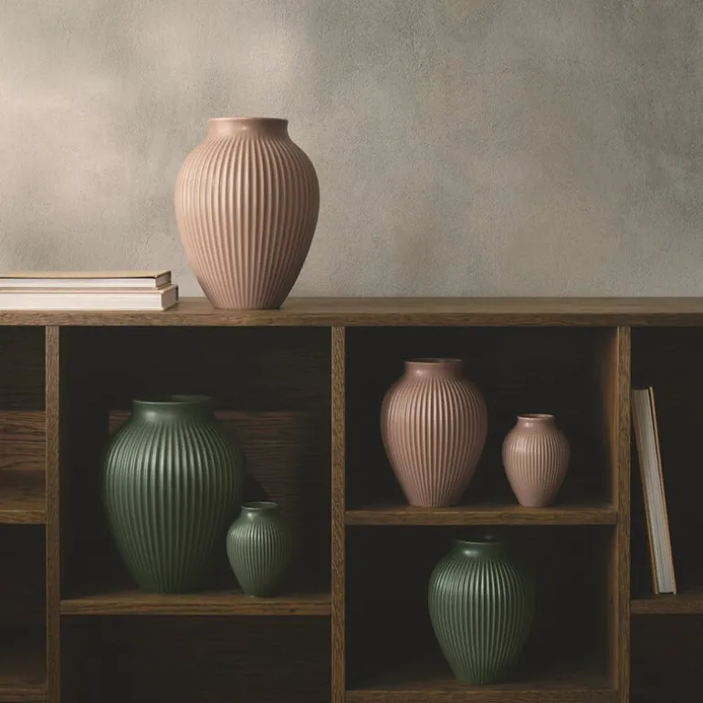 Ripple vase 20 cm matt celadon green