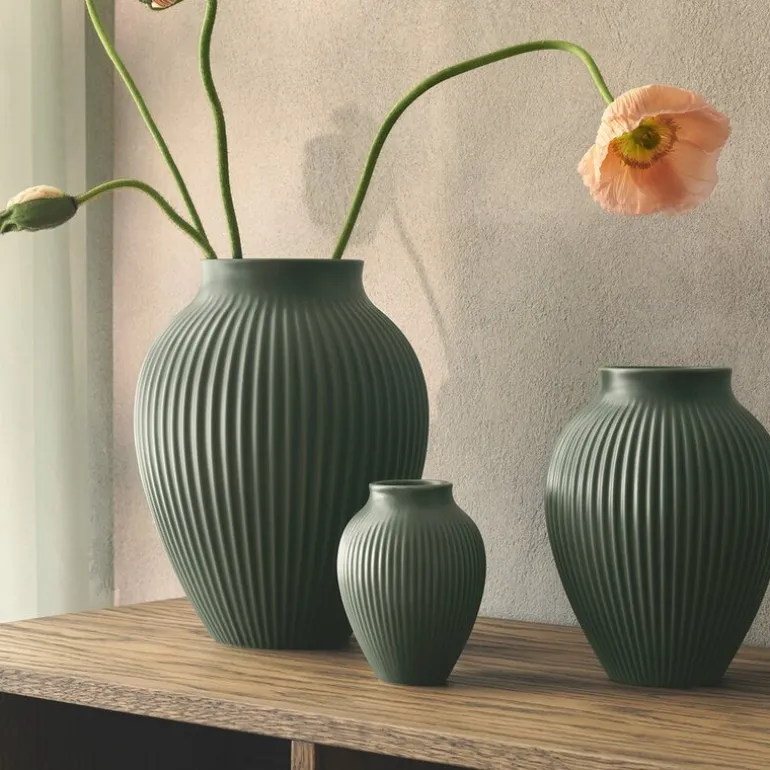 Ripple vase 20 cm matt celadon green