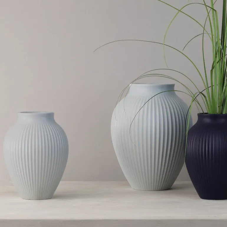 Ripple vase 27 cm matt isblå