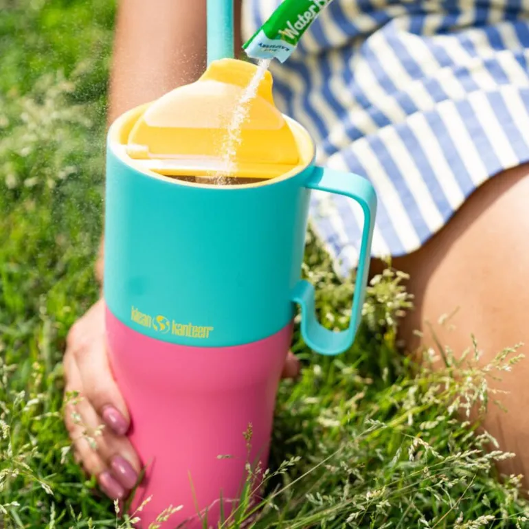 Rise Tumbler 77 cl med sugerør Turquoise Kaleidoscope