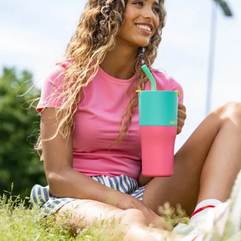 Rise Tumbler 77 cl med sugerør Turquoise Kaleidoscope
