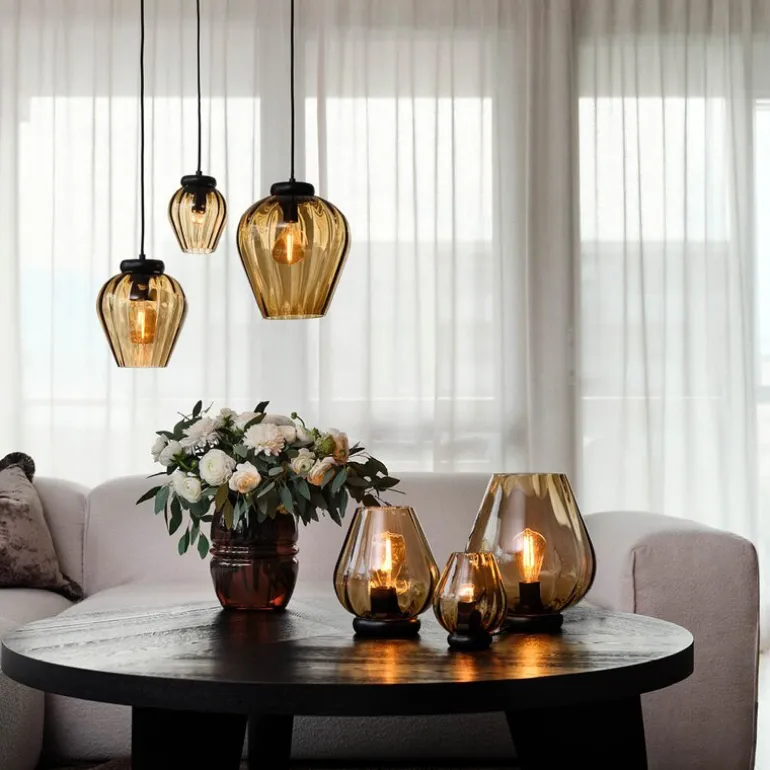 Rocks bordlampe 24,4 cm caramel