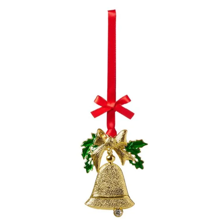Royal juletrepynt julebjelle 9 cm metall gull