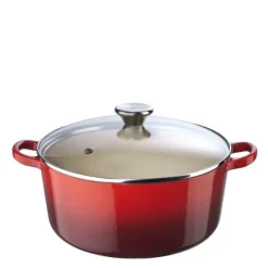Rund gryte m/glasslokk 4,2L cerise