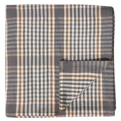 Rutete duk 150x250 cm grå/hvit/fudge