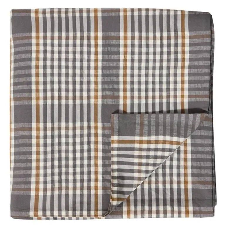 Rutete duk 150x250 cm grå/hvit/fudge