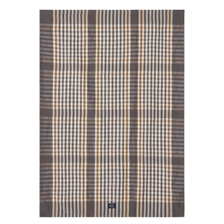 Rutete kjøkkenhåndkle 50x70 cm grå/hvit/fudge