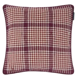 Rutete putetrekk 50x50 cm fig/wine/light beige