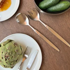 Salatbestikk 2 deler børstet stål