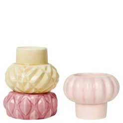 Samsurium lysestake 12,4 cm 3 stk Mimosa/Blush/Powder