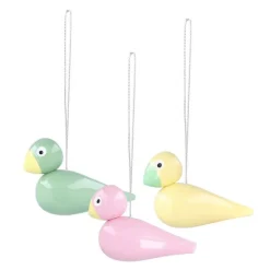 Sangfugl 5 cm 3 stk grønn/gul/rosa