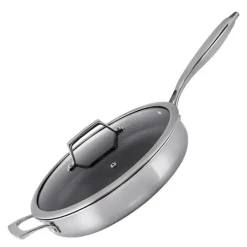 Santo sautépanne m/lokk 28 cm stål/svart