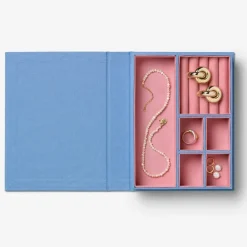 Sassy smykkeskrin 19,4x15 cm blå/rosa