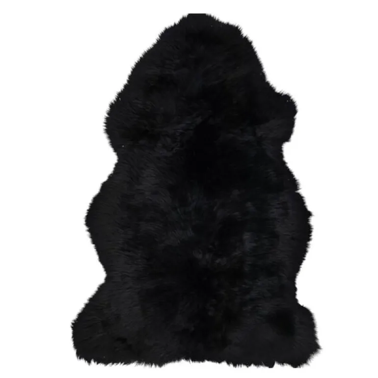 Saueskinn new zealand lang ull 100 cm black