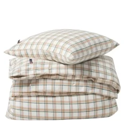 Sengesett flanell 140x200 cm rutete grønn/beige/hvit