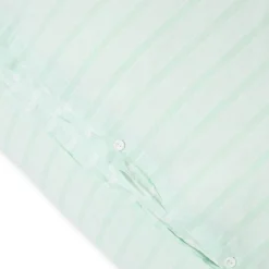 Sengesett percale 140x220 cm hvit/grønn stripete