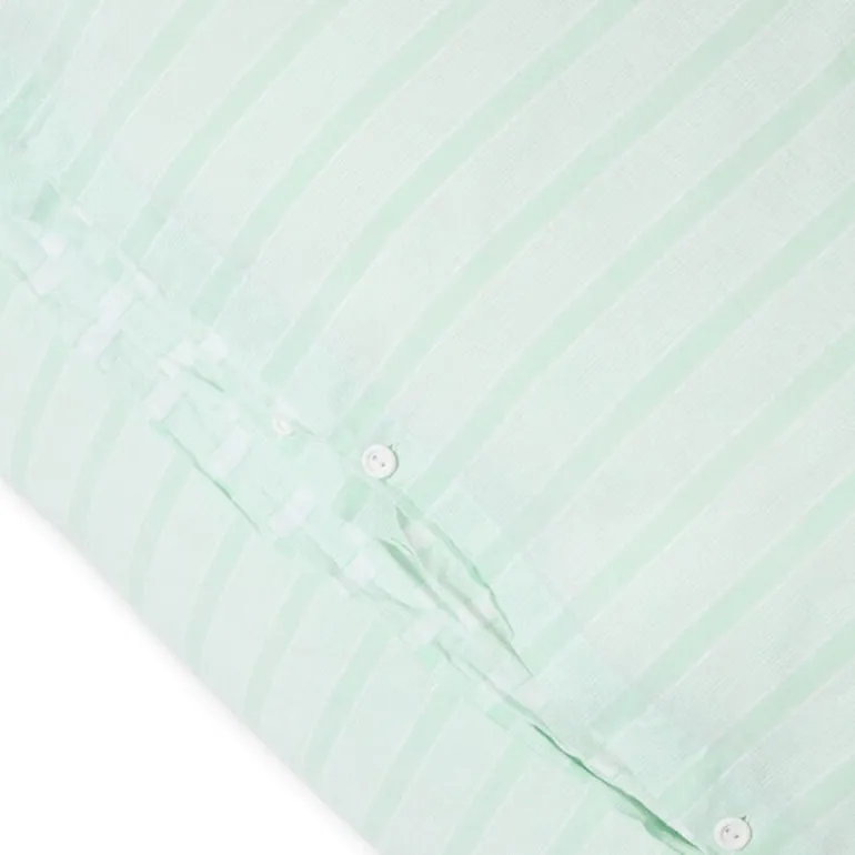 Sengesett percale 140x200 cm hvit/grønn stripete