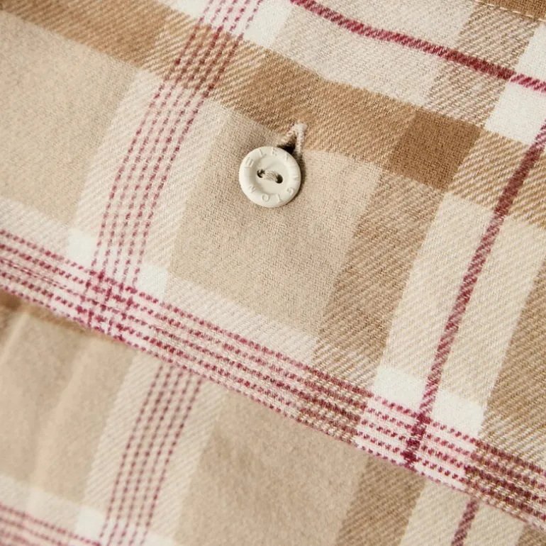 Sengesett 140x220 cm bomullsflanell rutete fudge/beige/fig