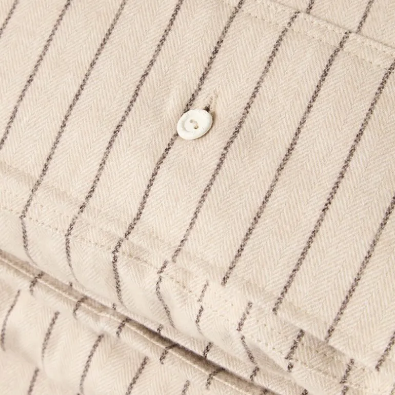 Sengesett 200x220 cm bomullsflanell smalstripet beige/brown