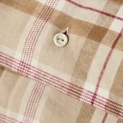 Sengesett 200x220 cm bomullsflanell rutete fudge/beige/fig