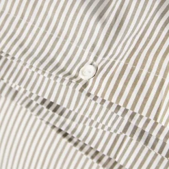 Sengesett 200x220 cm bomullspercale stripet olive/white