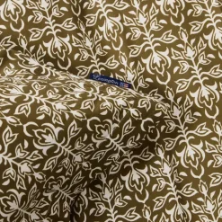 Sengesett 140x220 cm bomullssateng ornament olive/white