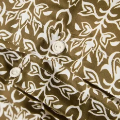Sengesett 200x220 cm bomullssateng ornament olive/white