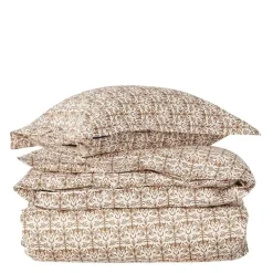Sengesett 200x220 cm bomullssateng ornament white/fudge