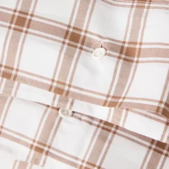 Sengesett 200x220 cm lyocell/bomull pin point rutete white/fudge