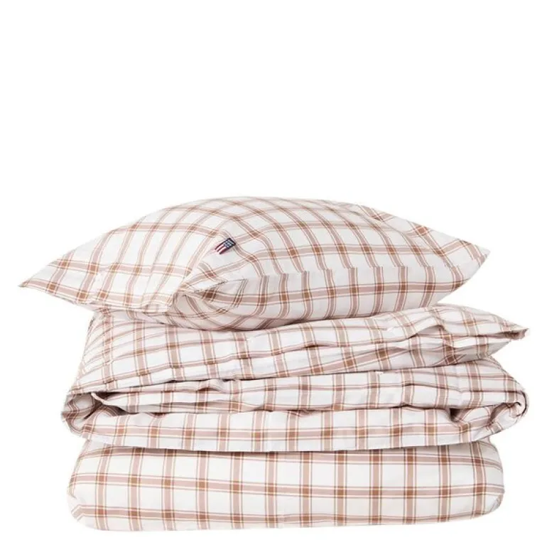 Sengesett 140x200 cm lyocell/bomull pin point rutete white/fudge