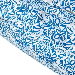 Sengesett 220x140 cm sateng blomstrete blå/hvit