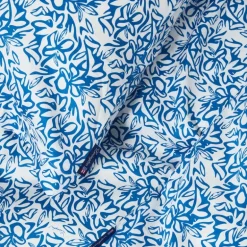 Sengesett 200x140 cm sateng blomstrete blå/hvit