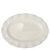 Serveringsfat med bølgekant 22x30 cm hvit/blå