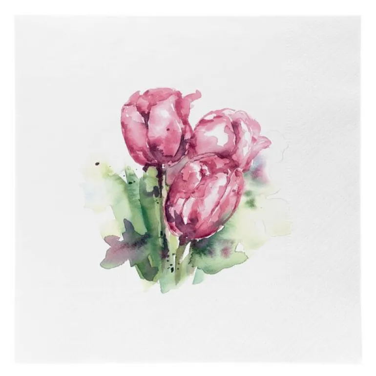 Serviett lunch Tulipan 33 cm hvit