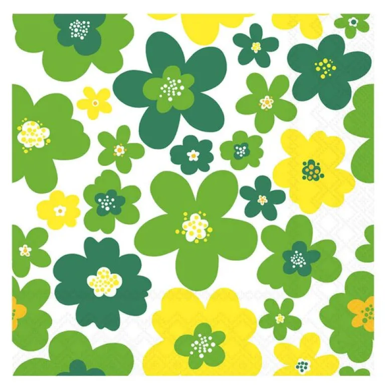 Serviett 33x33 cm 20 stk Flower Power grønn
