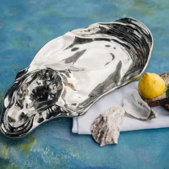 Shell serveringsfat 48x27 cm sølv