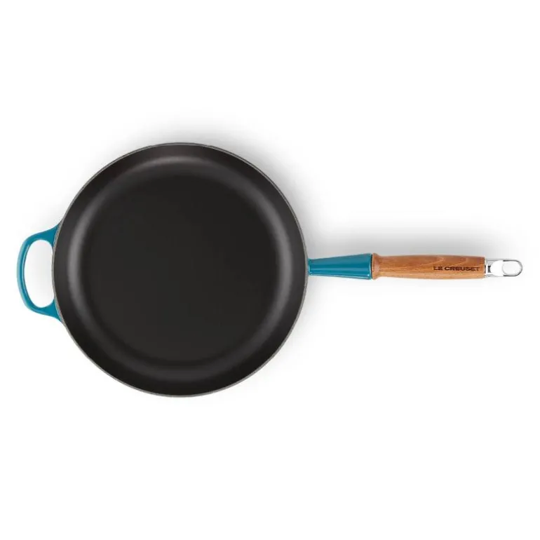 Signature støpejernspanne med trehåndtak 28 cm deep teal
