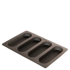 Silikonform for mini-baguetter 4 hull brun
