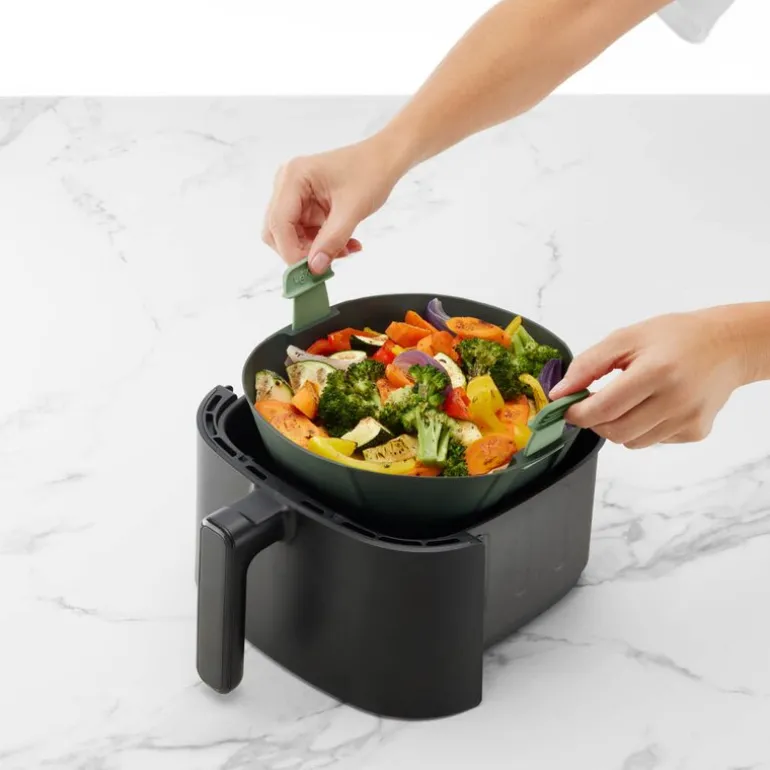 Silikonkurv XL til airfryer 25x25 cm grå