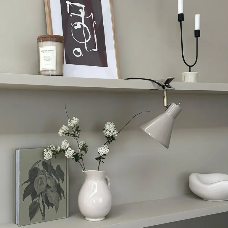 Sleep vegglampe med klemme 16 cm beige