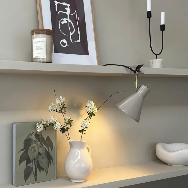 Sleep vegglampe med klemme 16 cm beige