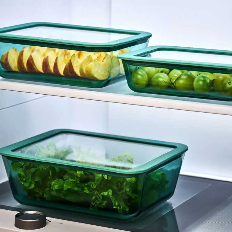 Smart Seal oppbevaringssett 3 deler glass grønn