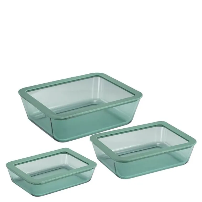 Smart Seal oppbevaringssett 3 deler glass grønn