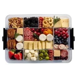 Snacklebox med 11 rom og bambusbrett 30x40,5 cm bambus
